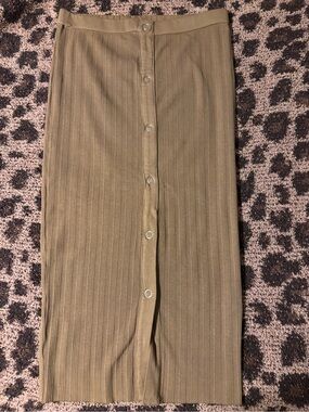 Enza Costa Rib Knit Snap Button Down Midi Skirt